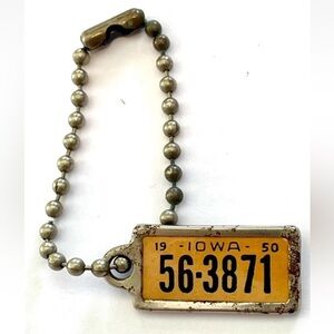 Vintage Iowa 1950’s Mini License Plate Keychain Disabled Vets